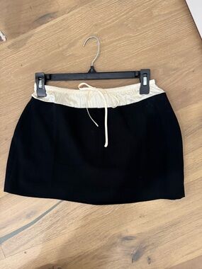 Reformation Black Skirt with Cream Waistband